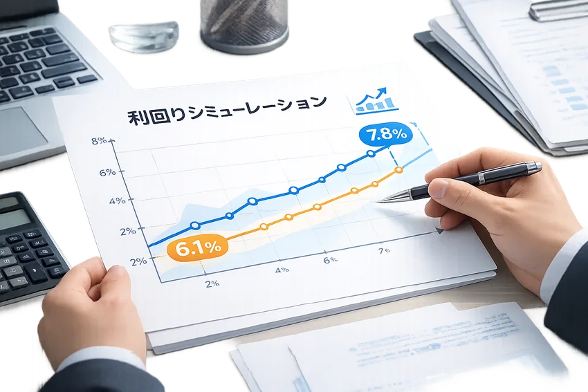 利回りやキャッシュフローを比較するイメージ