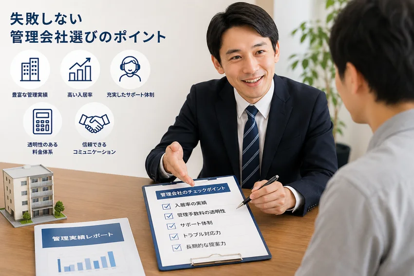 管理会社選びのポイントを確認するイメージ